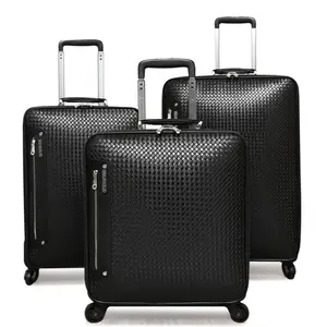 High Quality PU Leather Luxury Trolley Luggage Bag Men Large Capacity Black Designer Suitcases for Business