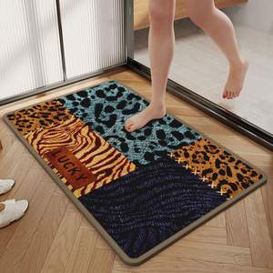 Tapis de bain rectangulaire en polyester antidérapant, absorbant, séchage rapide, motif animal rétro, tapis de sol pour salle de bain - Product Image 1