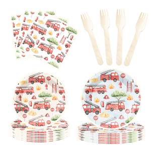 DAMAI Customized <b>Fire</b> Fighting Truck Theme Party Tableware Set Birthday Party Supplies for Kids Birthday Disposable Plates Cups - Product Image 3