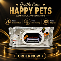 Tisu Basah Hewan Peliharaan Non-woven Grosir OEM ODM Harga Pabrik Tisu Pembersih Anjing Kucing Sekali Pakai Bebas Alkohol untuk Perawatan Hewan Peliharaan