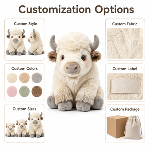 Peluche de veau personnalisée directement de l'usine, en tissu super doux, rembourrée de coton PP, anti-stress, pour fêtes, unisexe, tailles 11-30 cm, avec sacs - Product Image 5