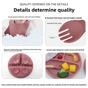 Babero para alimentar al bebé, tazón con ventosa, tenedor y cuchara, plato de silicona para niños, vajilla de silicona para bebés de 6 meses. - Product Image 3