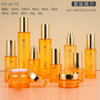 Stock d'usine ensemble de cosmétiques rond droit bouteille produit de soin de la peau bouteille en verre eau émulsion Essence pompe de presse.