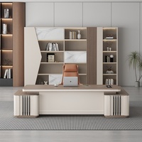 LBZ-171X Bureau de direction avec sous-meuble, style luxe discret, haut de gamme, moderne et épuré, ensemble table et chaise pour directeur général