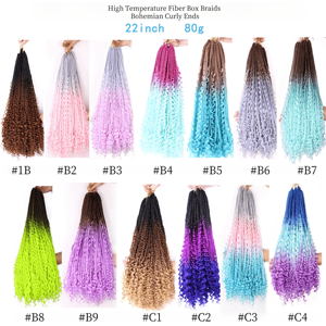 Vente en gros Extensions <span class=keywords><strong>de</strong></span> cheveux tressées bohème River Locs <span class=keywords><strong>Tresse</strong></span> synthétique bouclée au crochet Mèches <span class=keywords><strong>de</strong></span> 14/20/22 pouces Tresses africaines - Product Image 6