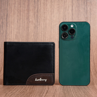 Dompet pendek pria, untuk pria pendek Baellerry Retro dua lipat dompet ritsleting warna kontras dompet muda