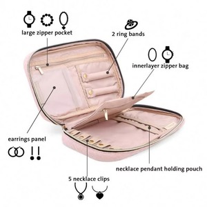 Étuis de rangement pour bijoux de voyage, sac organisateur de bijoux en coton personnalisé pour colliers, boucles d'oreilles, bagues, bracelets, fabriqué en usine BSCI - Product Image 4