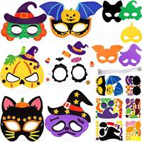 Kit de masques en feutre DIY pour Halloween, masques de citrouille, sorcière, chauve-souris, chat, pour enfants, fête, cosplay, ensemble de masques à assembler soi-même