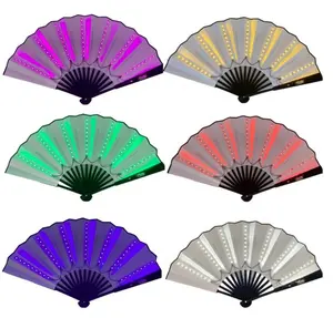 2023 nuova venuta Led Hand Fan pieghevole Light Up Bamboo decorativo Rave Flash Fan Fan di carta per la festa