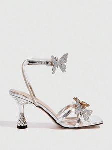 Ladies' Stiletto Heel <b>Sandals</b> with 3D Flower & Enamel Heels, Elegant Character Women Quality High Heel Pumps - Product Image 2