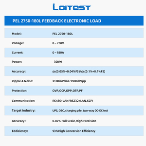 โหลดอิเล็กทรอนิกส์แบบปรับค่าได้ Loitest 0-750V 0-180A กำลังไฟ 30KW รบกวนต่ำ ควบคุมแบบ Slave สำหรับใช้ในห้องปฏิบัติการ - Product Image 5