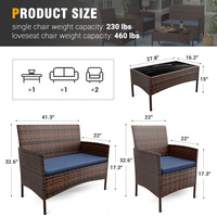 Ensemble de conversation moderne simple en osier pour patio fauteuils de balcon meubles imperméables ensemble de bistro de jardin en rotin pour l'extérieur