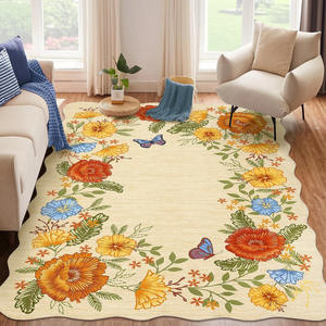 Alfombra Vintage Floral Rectangular Antideslizante Wan Xinlong para Sala de Estar, Alfombra Decorativa con Estampado de Terciopelo Cristal - Product Image 3