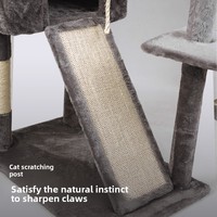 Arbre à chat multi-niveaux en panneau de densité MA02 de 190 cm avec lit intégré et plateformes de saut en sisal pour chats - Modèle Commerce Extérieur