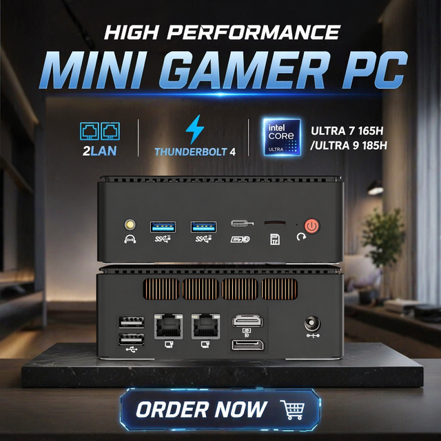 MiniTree 2x2.5G LAN AI Gaming Mini PC Intel Core Ultra 9 185H 7 155H Thunderbolt 4 2xPCIE4.0 Slot 2xDDR5 Windows 11 Desktop WiFi