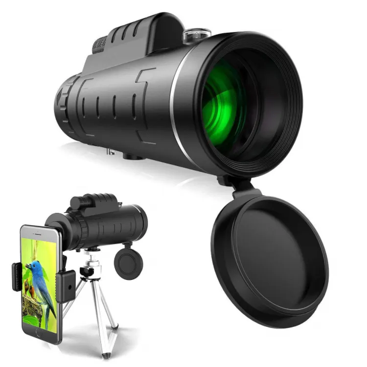 Best Selling Mobile Phone12x50 Monocular Telescope Dual Focus Waterproof Monocular With Phone Adapter Clip Tripod