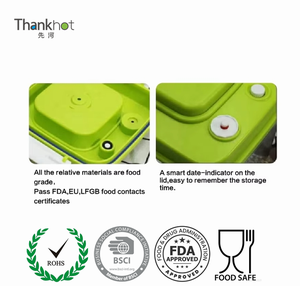 Vacare Reutilizable Potente Cocina de alto rendimiento Sellado al vacío Ecológico Contenedor de almacenamiento de alimentos encajable Juego de 3 piezas - Product Image 3