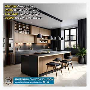 고급 주방 가구 나무 주방 캐비닛 합판 마분지 MDF 빌라 주방 찬장 섬 - Product Image 1