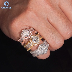Luxury Cluster Cushion Moissanite Fully Band <b>Iced</b> Out Solid Sterling Silver 925 Hip Hop Jewelry VVS Moissanite Diamond Band <b>Ring</b> - Product Image 1
