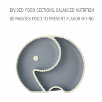 Assiette en silicone pour bébé en forme d'éléphant, assiette divisée pour tout-petits, vaisselle pour enfants de qualité alimentaire, plateau de sevrage sans BPA, 2 compartiments