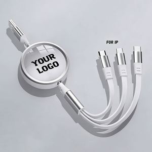 Câble de charge rétractable triple port en silicone plat pour appareils Micro et USB C – Cadeau promotionnel, idéal pour les voyages - Product Image 5