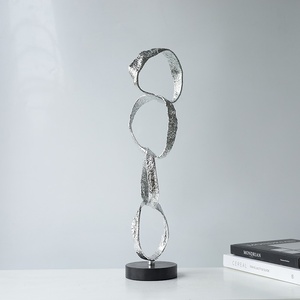 Modern Abstract Electroplated Metal Cast Iron Geometric <strong>Circle</strong> Ornament Black Tabletop Living Room TV <strong>Cabinet</strong> - Product Image 3