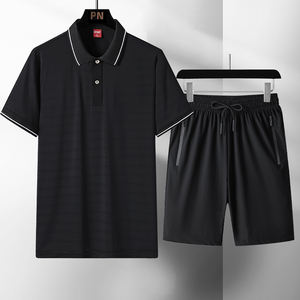 Ensembles de T-shirts personnalisés avec logo pour hommes – Collection Été 2025 – Pull à revers à manches courtes, coupe ample, fin et respirant, idéal pour les hommes d'âge mûr - Product Image 2