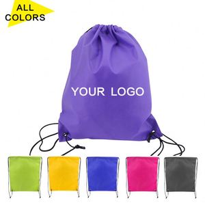 Custom Logo Recyclable Small Non Woven Drawstring <b>Backpack</b> Simple Printed Nylon Tote Bag Rope Handle Cheap Price Shopping Bag - Product Image 6