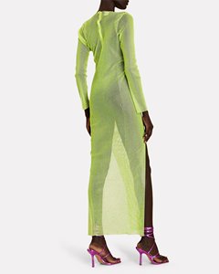 Abiti Sexy In rete di diamanti da donna See Through Glittery Club Party Luxury strass arabo Maxi abito trasparente impreziosito In verde - Product Image 3