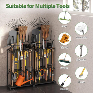 Cross-border corner garage tool rack, 34-compartment large capacity with <b>hooks</b>, patio and <b>garden</b> tool storage rack. - Product Image 4