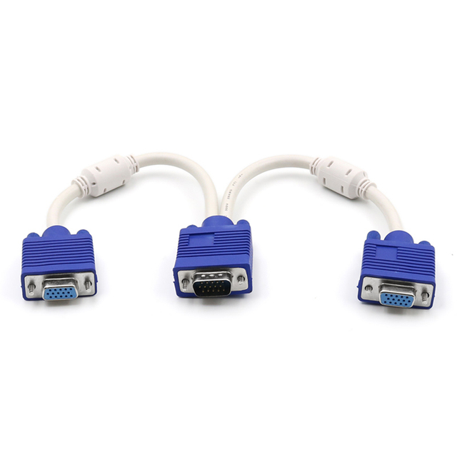 VGA Computer Display Video Audio Cable 2 Female VGA Split Screen Cable VGA Monitor Splitter Converter Cable