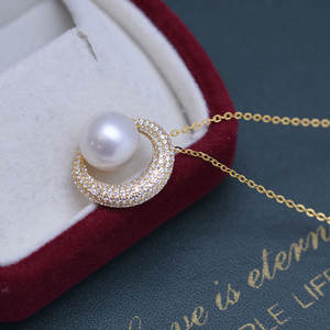 Collar de Perlas Redondas de Agua Dulce de 10-11 mm, Plata S925 con Colgante de Bambú, Luz Intensa y Pequeñas Imperfecciones, Moderno para Mujer - Product Image 2