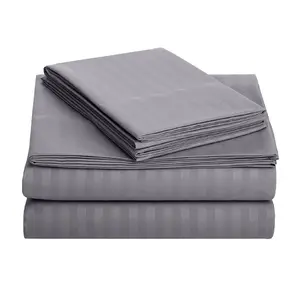 New style winter bedding sets 1800 Thread count 1cm sateen stripe 100% polyester bedsheet Fitted sheet set