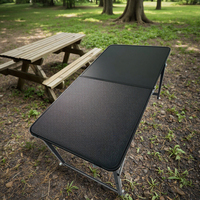 Petite table solaire pliable noire avec chargeur USB C 65W, portable, pour le camping, les pique-niques, intérieur/extérieur, hauteur réglable