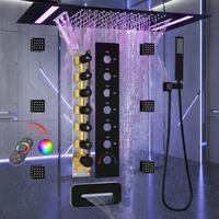 Système de douche complet multifonctions HONGDEC LED avec 6 jets corporels, bec de douche et ensemble de robinetterie de douche à effet pluie et brume