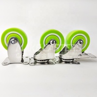Acier inoxydable SUS 304 316 360 degrés pivotant avec frein roulette médicale vert PU 1.5 "2" pouces roulettes de meubles hôpital muet