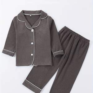 Conjunto de Pijama de 2 Piezas de Algodón, Elastano y Poliéster, Tejido de Punto, Estilo Casual, Cuello en V, Transpirable, Unisex, para Niños y Niñas, OEM ODM - Product Image 5