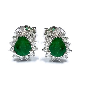 Haute qualité Émeraude en forme de Poire Bijoux Merveilleux Design Classique 18k Or blanc SI Diamant Boucles D'oreilles Pour Donna - Product Image 1