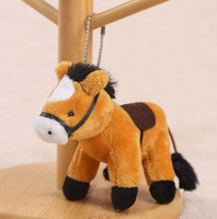 Porte-clés en peluche cheval à faible MOQ, accessoires pour animaux en peluche, fournitures pour fêtes à thème ferme, poupée en peluche de Noël