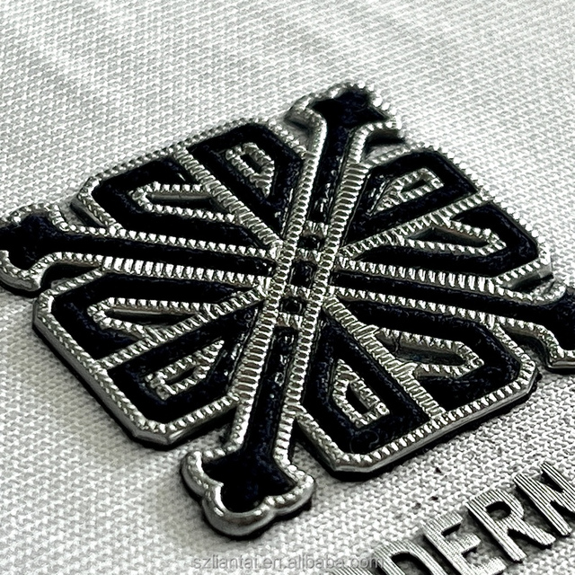 3D Textured Metallic TPU Patches Logo Patch for Sportswear Teamwear Clothing Caps Bags Garments