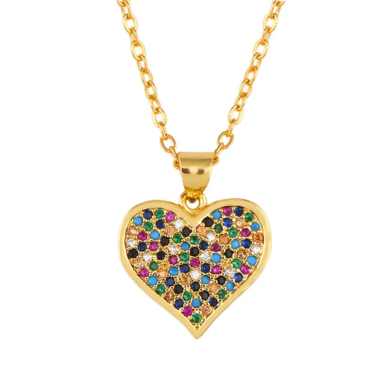 Bijoux plaqués or 18 carats, pendentif de Couple d'amour de saint-valentin, collier cœur et croix bijoux/