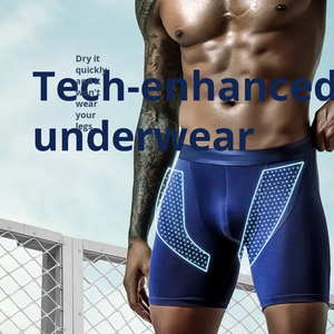 CELINNE High Quality Sports Men Underwear Separated Pouch Mens Comfortable Sports Fitness Ice Silk Quick Dry Long Leg Men <b>Boxer</b> - Product Image 6