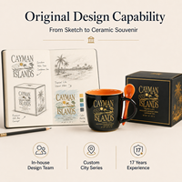 Mug en céramique souvenir touristique style Îles Cayman (Royaume-Uni) avec cuillère, personnalisable, OEM, ODM, vente en gros