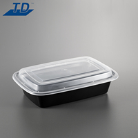 Récipients rectangulaires d'emballage alimentaire à emporter Boîte à lunch Bento en plastique dégradable Récipients jetables pour la préparation de repas avec couvercle