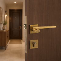 Serrure de porte intérieure silencieuse magnétique en laiton massif pour hôtel, avec poignée de porte en bois massif et installation facile