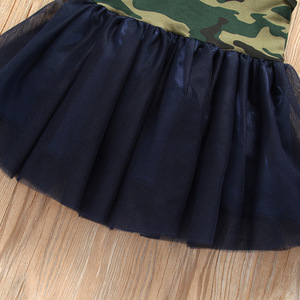 Venta al por mayor de ropa de boutique para niños cuello redondo niñas enagua vestido sin mangas de camuflaje - Product Image 3