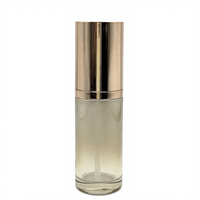 Flacon de fond de teint en verre doré dégradé personnalisé, vide, de luxe, avec pompe et couvercle, 35 ml