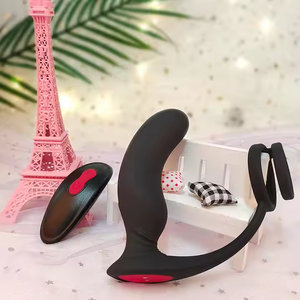 Best Verkopende 3 In 1 Man Mannelijke Siliconen Penis Ring Vertraging Tijd Afstandsbediening Vibrerende Haan Ring Elektronische Prostaat Massager - Product Image 6