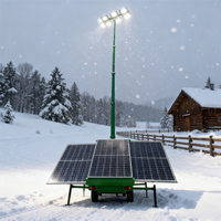 Tour d'éclairage de production d'énergie solaire photovoltaïque à énergie de stockage, mât télescopique à manivelle de 9 m