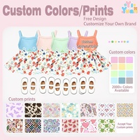 Vêtements de poupée de 18 pouces en gros, conception personnalisée, haut bleu sans manches et ensemble jupe à imprimé floral pour poupée American Girl de 18 pouces